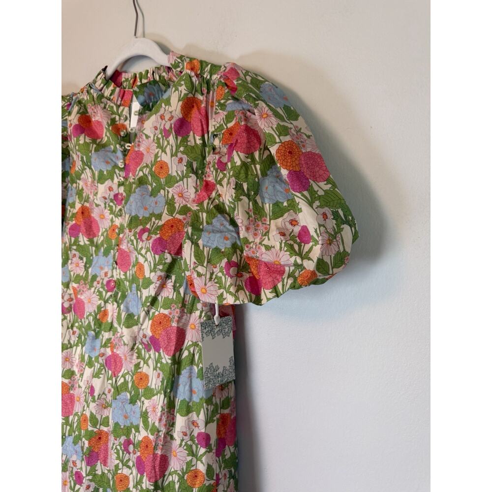 Hyacinth House Tuckernuck Louisa Midi Dress Green Begonia Floral Cotton XXS NWT - Picture 7 of 16